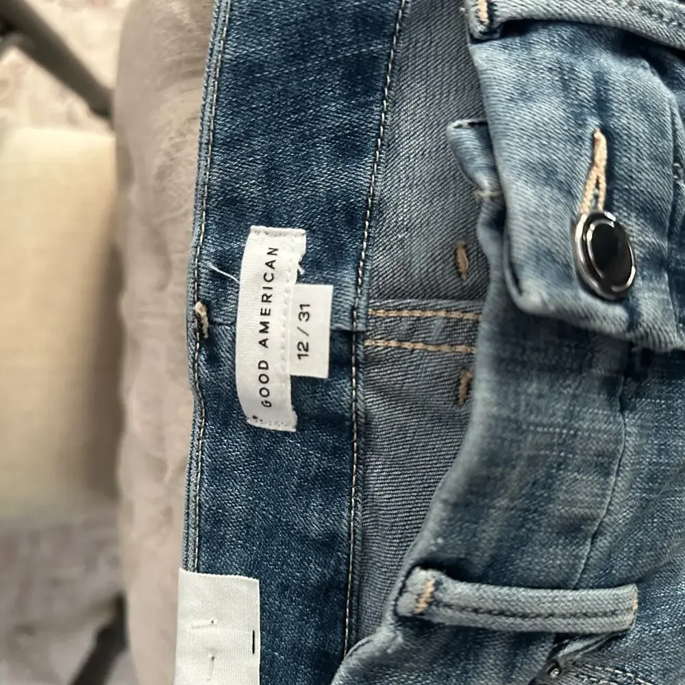 GOOD AMERICAN Good Waist Chew Hem Skinny Jeans 12 NWOT - Picture 6 of 7